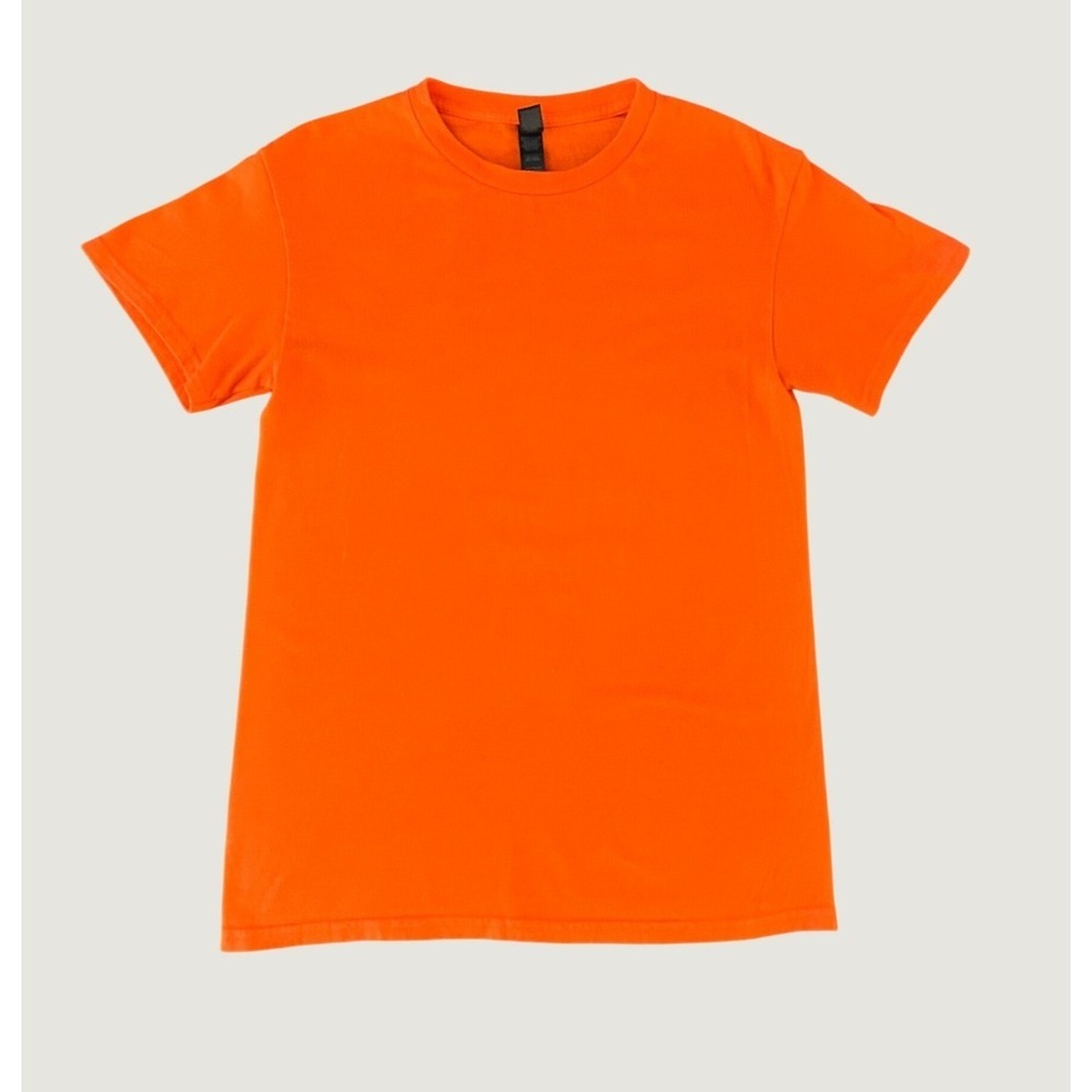 Gildan Heavy Cotton Orange Short Sleeve T-Shirt Mens Small Solid Crew Neck 1420